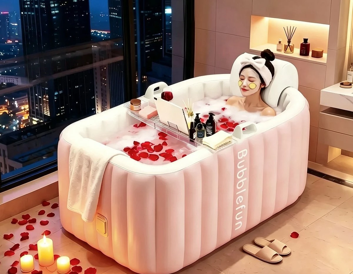 Japanese bath bucket, adult folding household automatic inflatable bubble tub, adult bubble tub, child bath bucket, whole body