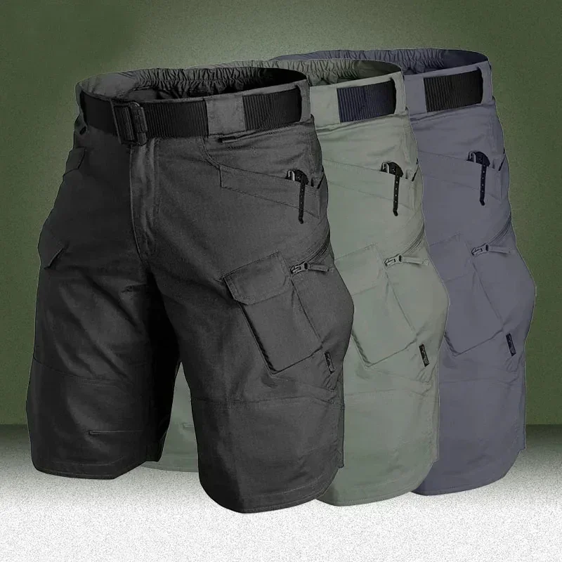 Including Belt Men HuntingShorts Upgraded Waterproof Quick Dry Multi-pocket Short Pants Outdoor Hunting Fishing Cargo Shorts