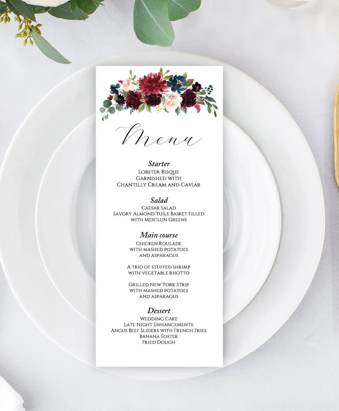 60pcs 맞춤형 비즈니스 이벤트 결혼식 수채화 녹색 잎 메뉴 레시피 좌석 카드 성격 연례 회의 결혼식 연회