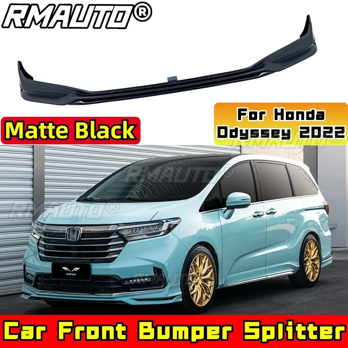 Para Odyssey Body Kit parachoques delantero divisor negro brillante estilo YOFER alerón de parachoques delantero para Honda Odyssey 2022 accesorios de coche