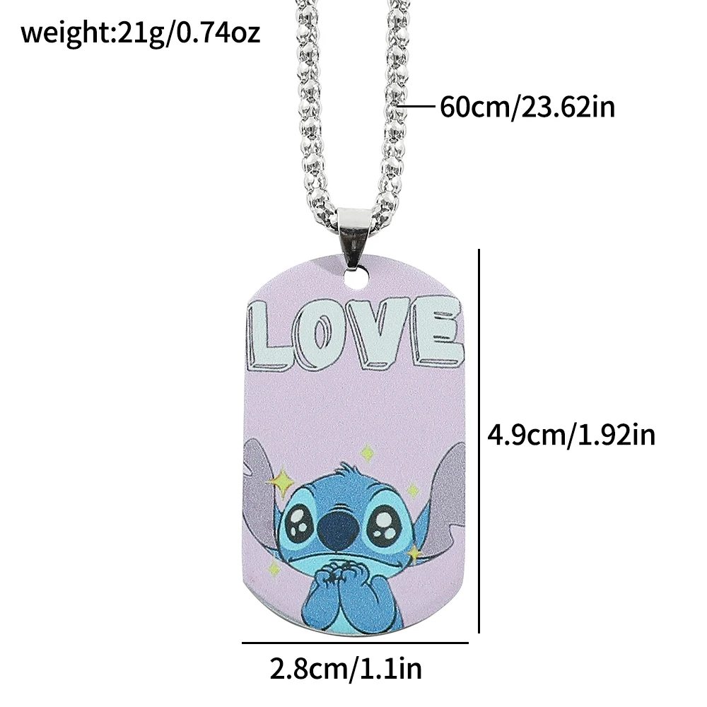 Disney Anime Lilo & Stitch Necklace Cute Stitch Double Sided Pattern Neck Chain For Friends Jewelry Pendant Gifts