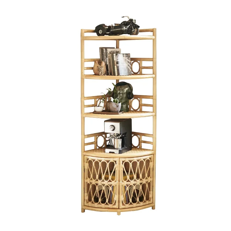Rattan shelves Floor-to-ceiling bookshelves Storage cabinets Living room Home lockers Office Fan bookshelves