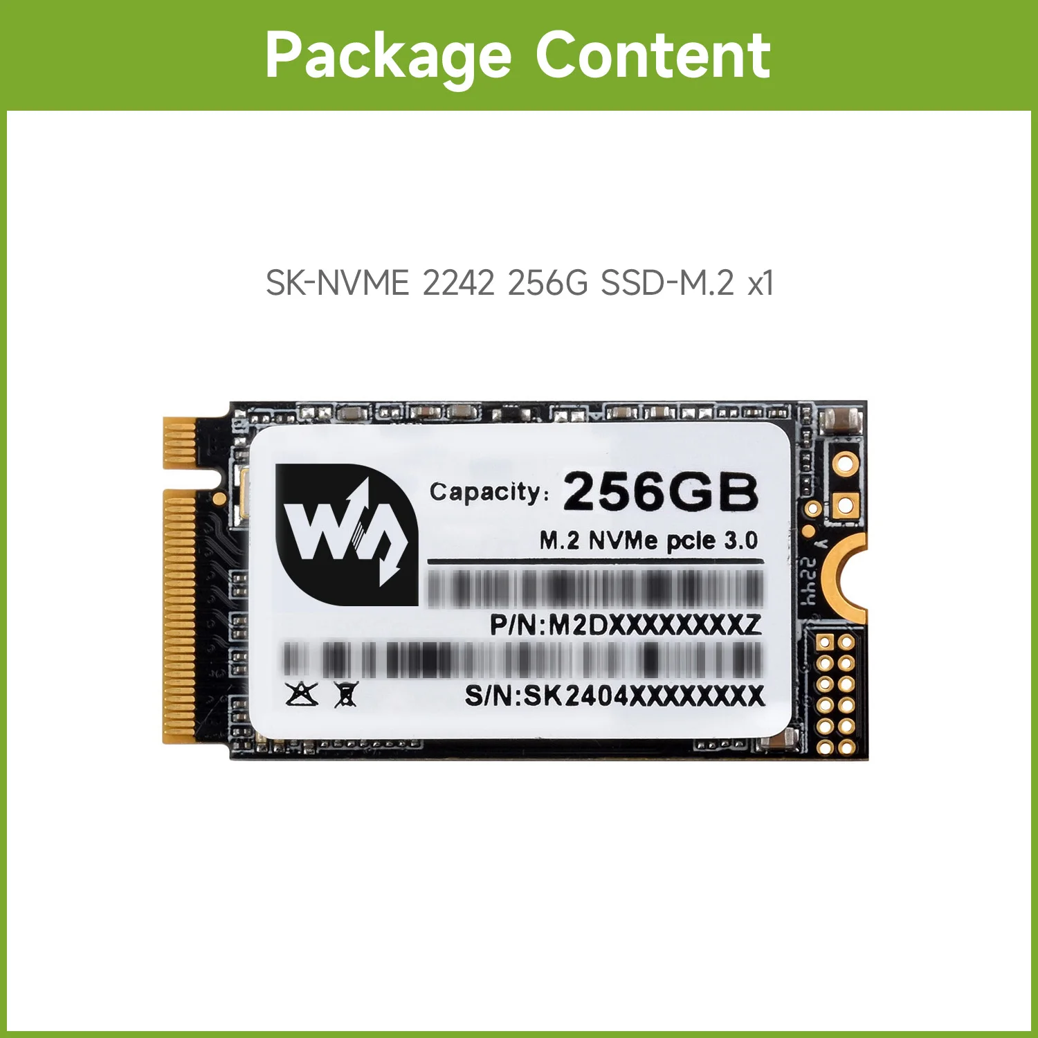 Imagem -02 - Waveshare-unidade de Estado Sólido de Alta Velocidade sk m2 Protocolo Nvme Interface M.2 Memória Flash Tlc 3d Interface Nvme 2242 128gb 256gb