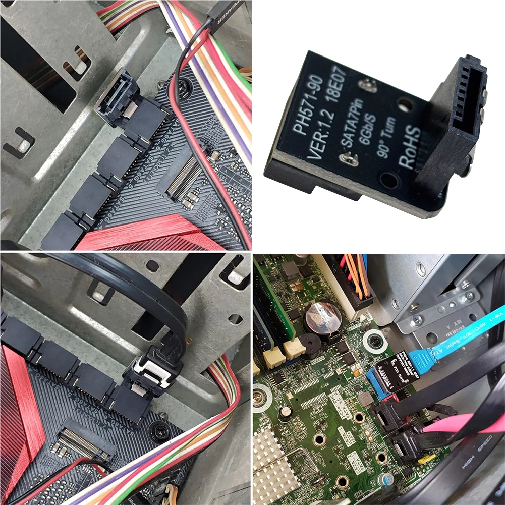

SATA 7Pin Female To 7pin Male Adapter 90 Degree SATA Adapter 6Gbps Connector Up /Down Mainboard Motherboard for Desktops SSD HDD