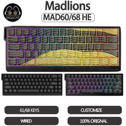 Madlions MAD60 HE Interruptor Magnético Teclado Mecânico, Com Fio, Hot Swap, Personalizado, Esports, Presente Gamer, 61, 68 Chaves, MAD68