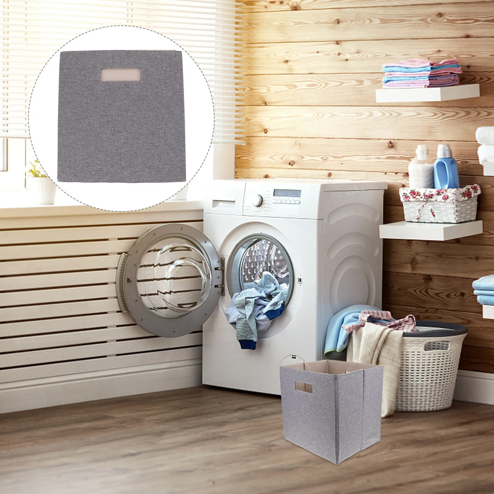 

Большая складная корзина для белья, органайзер для хранения одежды, темно-серый, для общежития и спальни