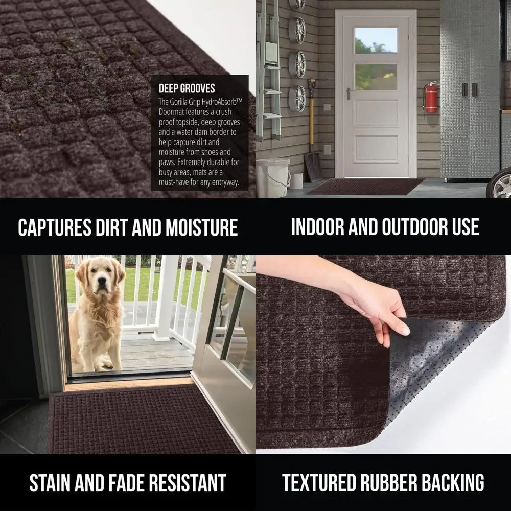 

Ultra Absorbent 47x35 Doormat - Captures Dirt, Absorbs 6 Cups of Water, Stain & Fade Resistant, Rubber Backed for Indoor/Outdoor