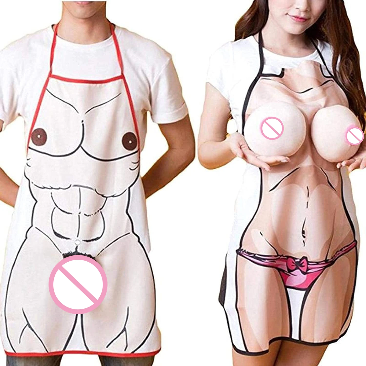 Adjustable Funny Cooking Apron Sexy Kitchen Dinner Party Baking Aprons For Woman And Man delantales BBQ Party Cartoon Apron