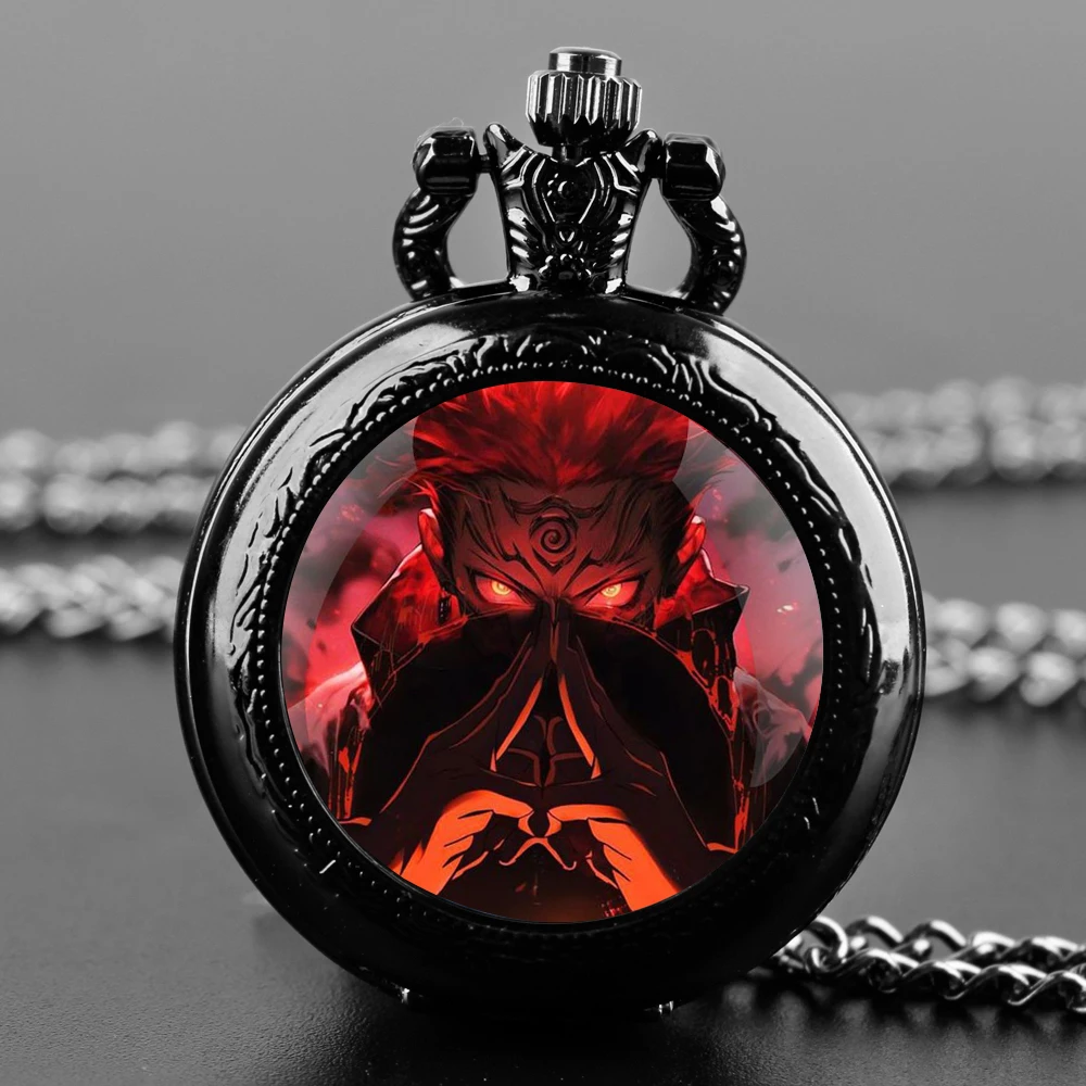 Anime Ryomen Sukuna Jujutsu Kaisen Quartz Pocket Watch Vintage Masculino Relogio Pendant Necklace Chain Leisure Men's Gift Clock