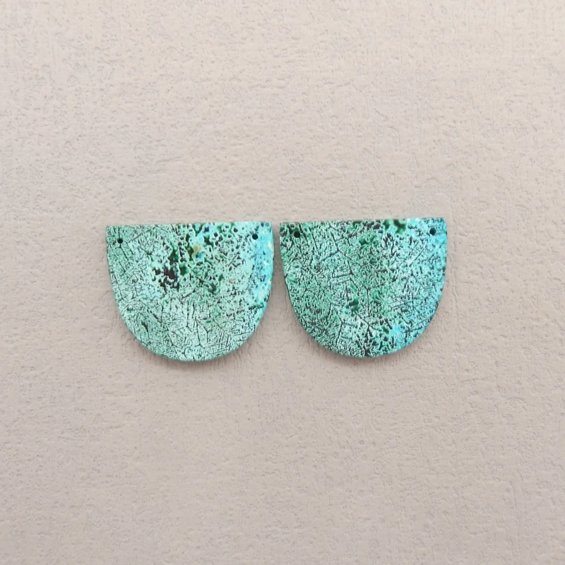 

Женские серьги ручной работы с двойным отверстием, натуральный камень, хризоколла, бижутерия, 11,3 г, 30x25x3 мм