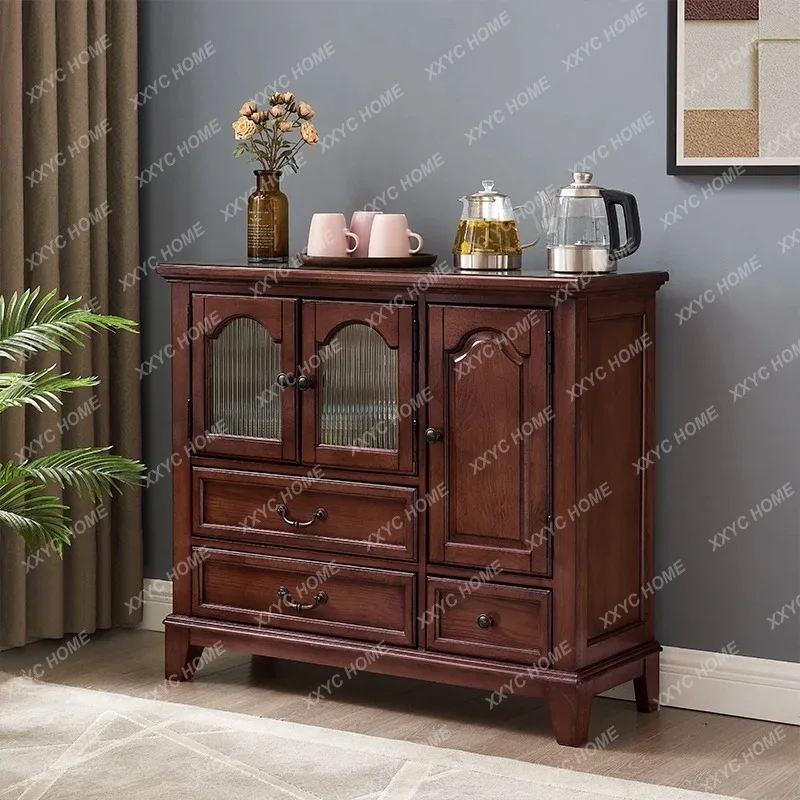 

L solid wood dining side cabinet with electric pot tea bar few single door double door three door tea cabinet
