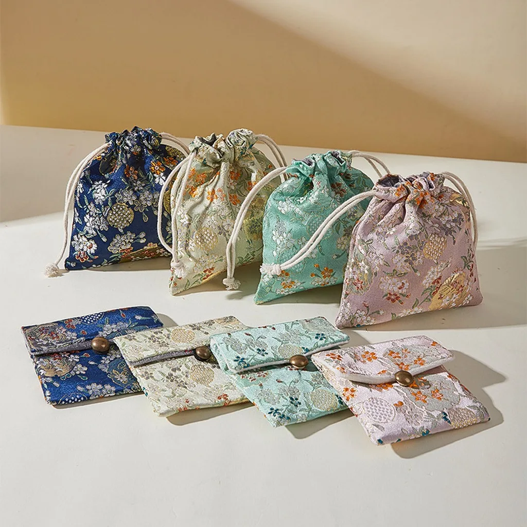 Soft Lined Jewelry Packaging Bag Double-Layer Fabric Jewelry Storage Pouch Pomegranate Jewelry Bag Portable For Rings Dresser