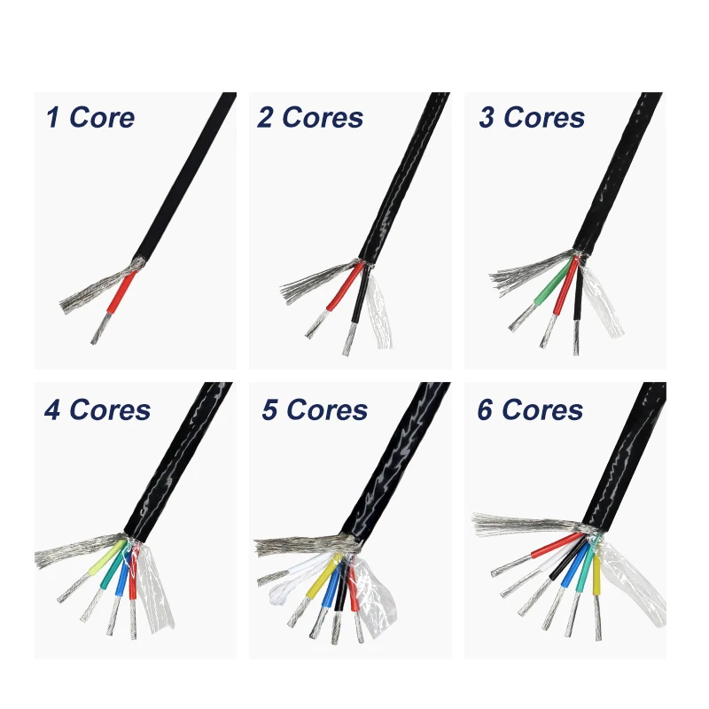 1~10M FEP Shielded Wire 2 3 4 5 6 Core Oil Resistant Insulated 22 20 18 17 15AWG Tinned Copper High Temperature Shielding Cable
