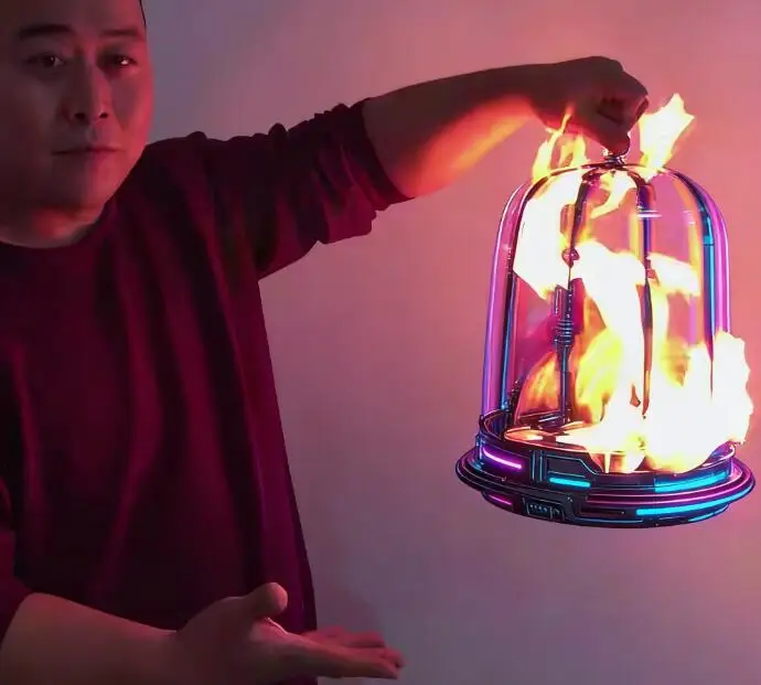 

Fire Cage Magic Trick - Burning Bird Cage Illusion Flaming Cage Appear Vanish Stage Performance Mentalism Gimmick Props Magician