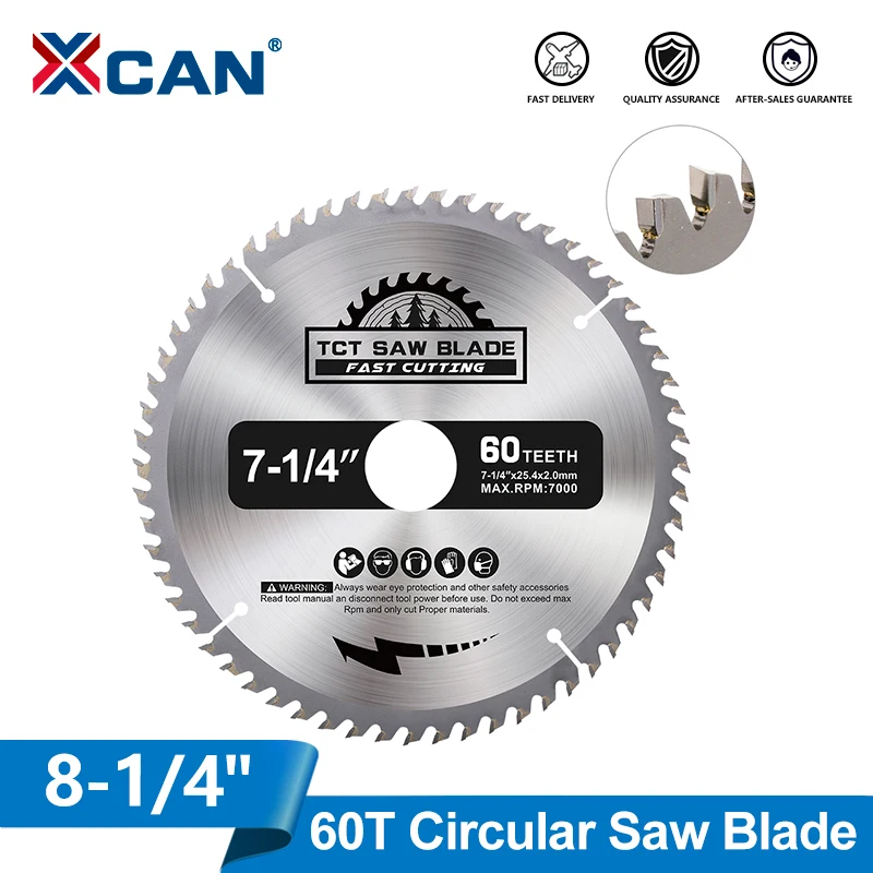 XCAN 1 Stück 210mm Kreissägeblatt 8-1/4 Zoll Hartmetallbestücktes Sägeblatt 30T Holzschneidscheibe 30mm Bohrloch TCT Sägeblatt für Holz