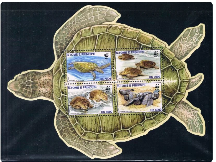 Sao Tome And Principe Post-Briefmarken Y2002 Tier-Seeschildkröten-Alien-Blatt 4, neues Sammler-Post-Briefmarken-Material für Scrapbooking – Detail 1