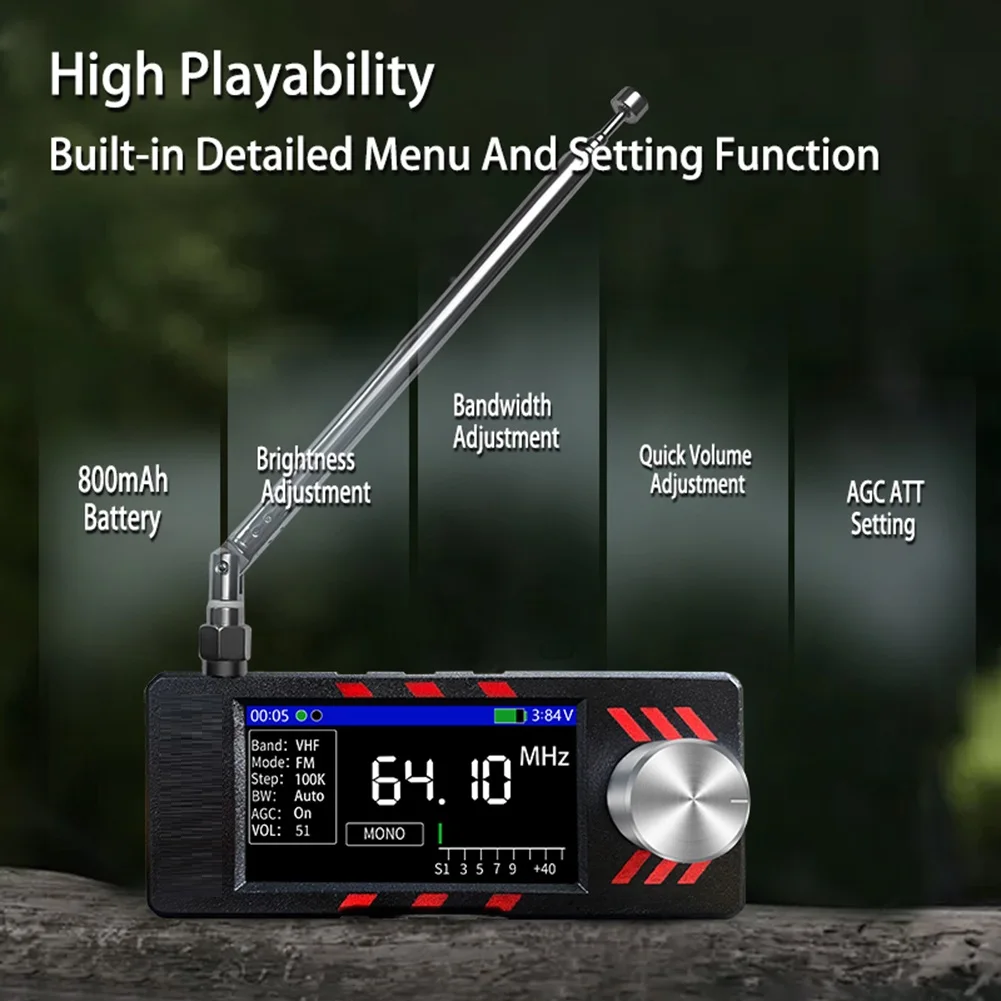 SI4732 Based Portable Radio with For full Band Reception HF SW VHF 1.9 inch IPS Display and Built-in 1W Speaker