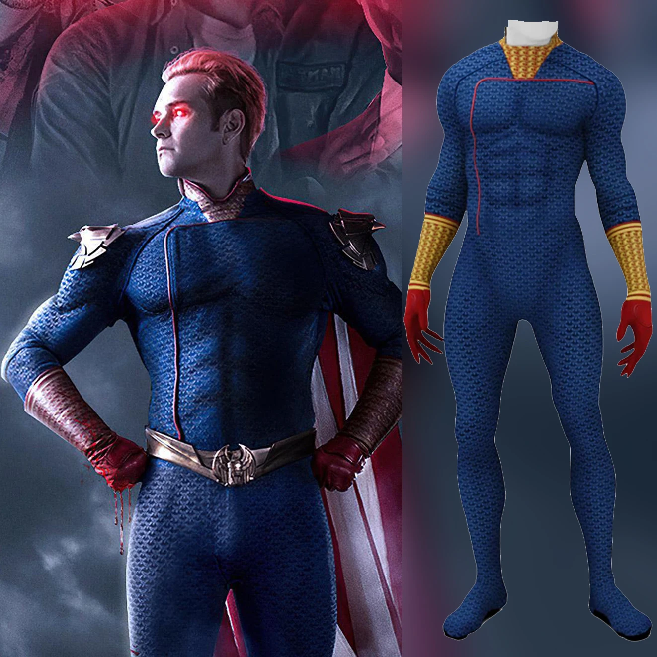 

The Homelander Cosplay Superhero John 3D Printed Anime Dynamite Homelander Costume Spandex Outfit Halloween Costume Bodysuit