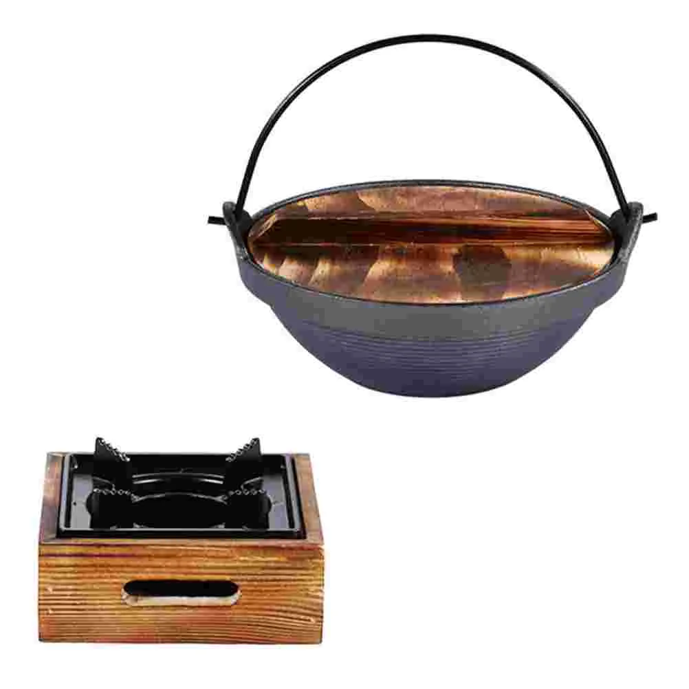 

Sukiyaki Saucepan with Lid Cookware Non Stick Fry High Temperature Pot Durable Soup Frying Cast Iron