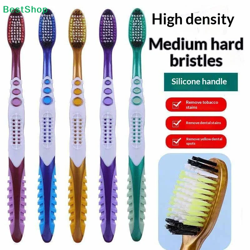 〔Y〕5Pcs Colorful Manual Toothbrushes With Medium Hard Bristles And Ergonomic Non Slip Grip Perfect For Daily Oral Care