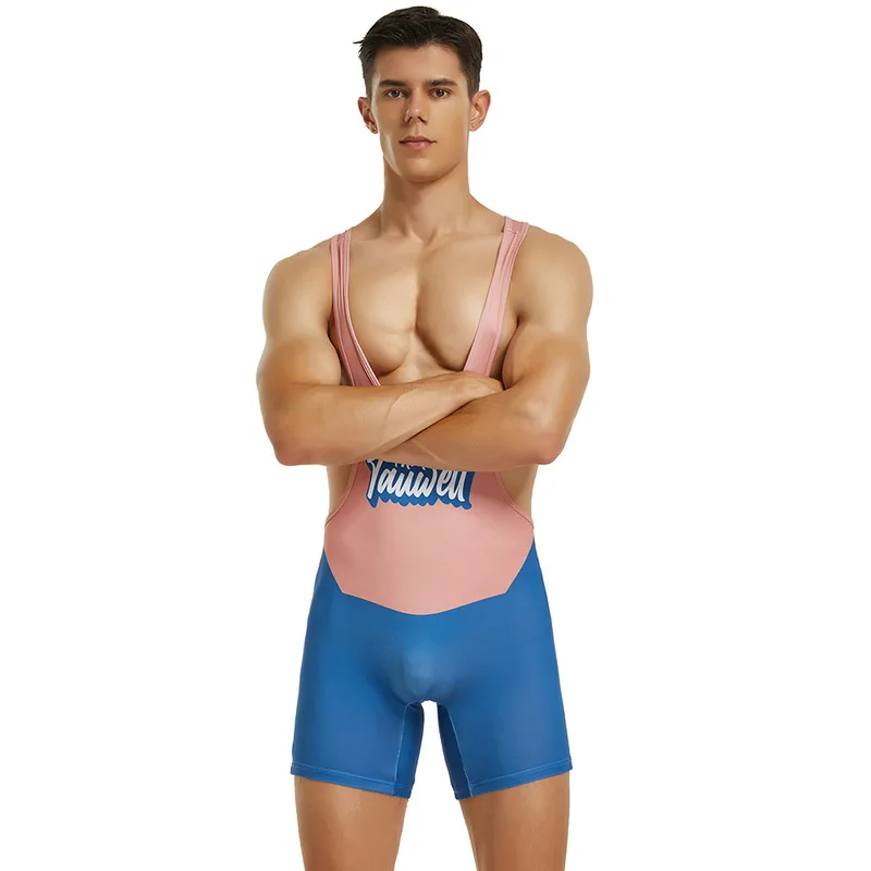 Factory BSR Mens Undershirts Bodysuit Wrestling Singlet Fitness Workout One-piece Vest Bodywear Underwear Bodybuilding Jumpsuit