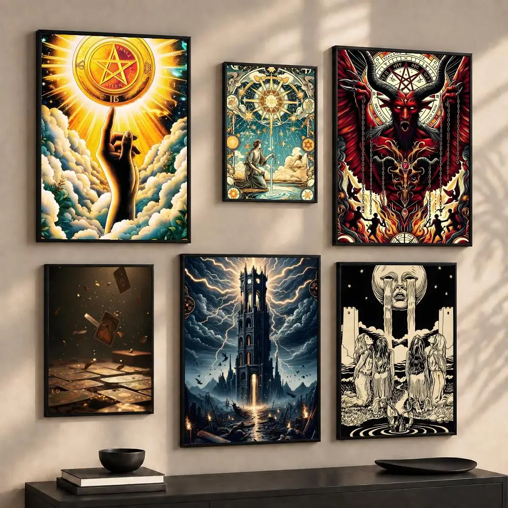 Cool T-Tarocchi Fortune Telling Card Painting Calligraphy Canvas Wall Art Prints for Living Room Bedroom Home Decor Gift