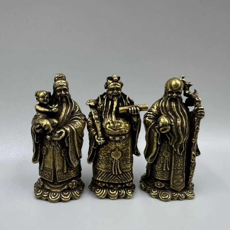 Antique Collectible Bronze , , Ornament, Pure Brass Fortune, Prosperity, and Longevity Star Decor