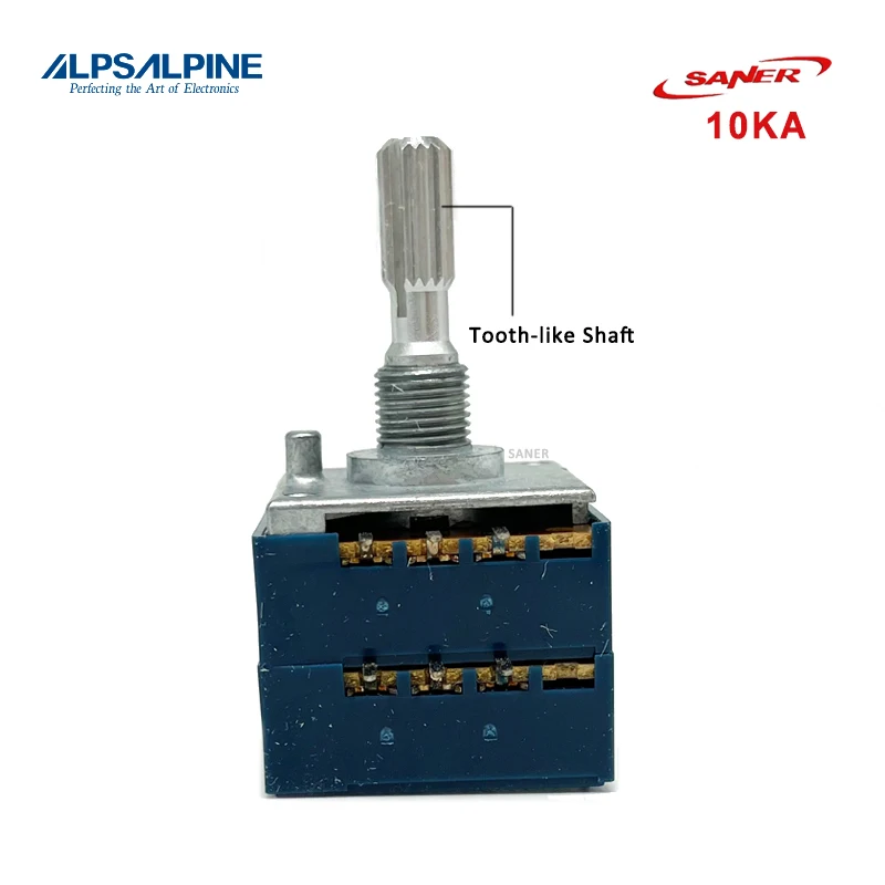 ALPS 10KA/20KA/50KA/100KAx2 RK27 Series Rotary Potentiometers Serrated Shaft Dual-unit Without Detent 6Pin