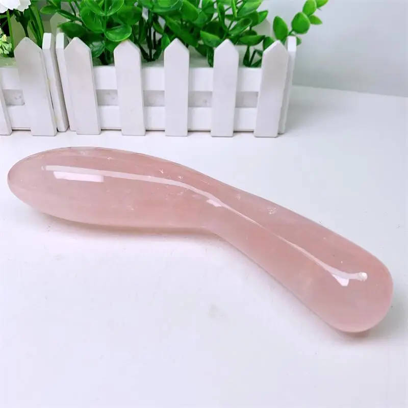 Large Size Natural Rose Quartz Crystal Massage Penis Wand Gemstone Yoni for Women Health Smooth Polished Fengshui Decor 18cm