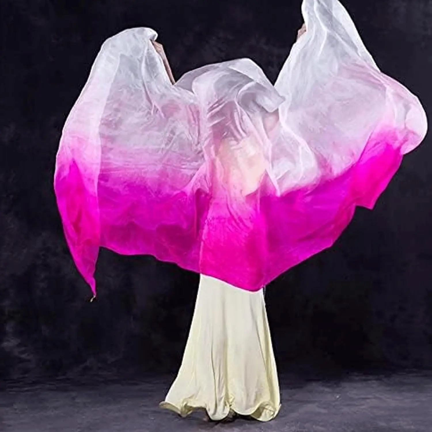 Kids Real Silk Veils for Belly Dancing Gradually Changing Color