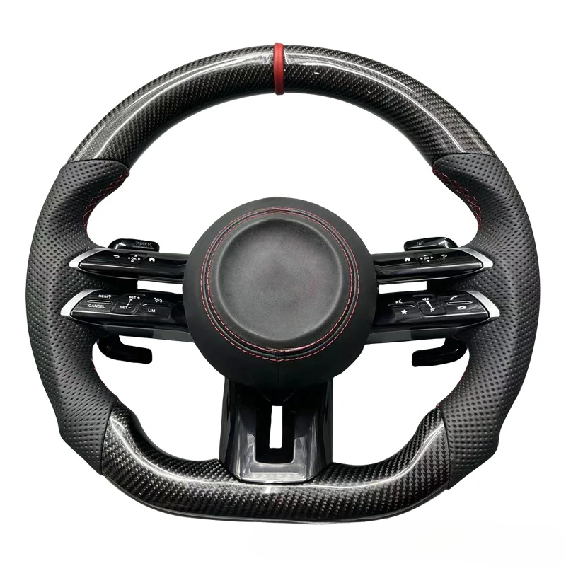 For Mercedes Benz A Class C Class E Class GLA GLC GLB GLE Modified Flat Bottom Carbon Fiber Steering Wheel With Horn Shell