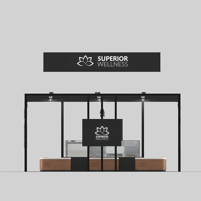 China Factory 10 x 8 m große, luxuriöse LED-Hintergrundbeleuchtung, Ausstellungsdisplay, Messe-Stand