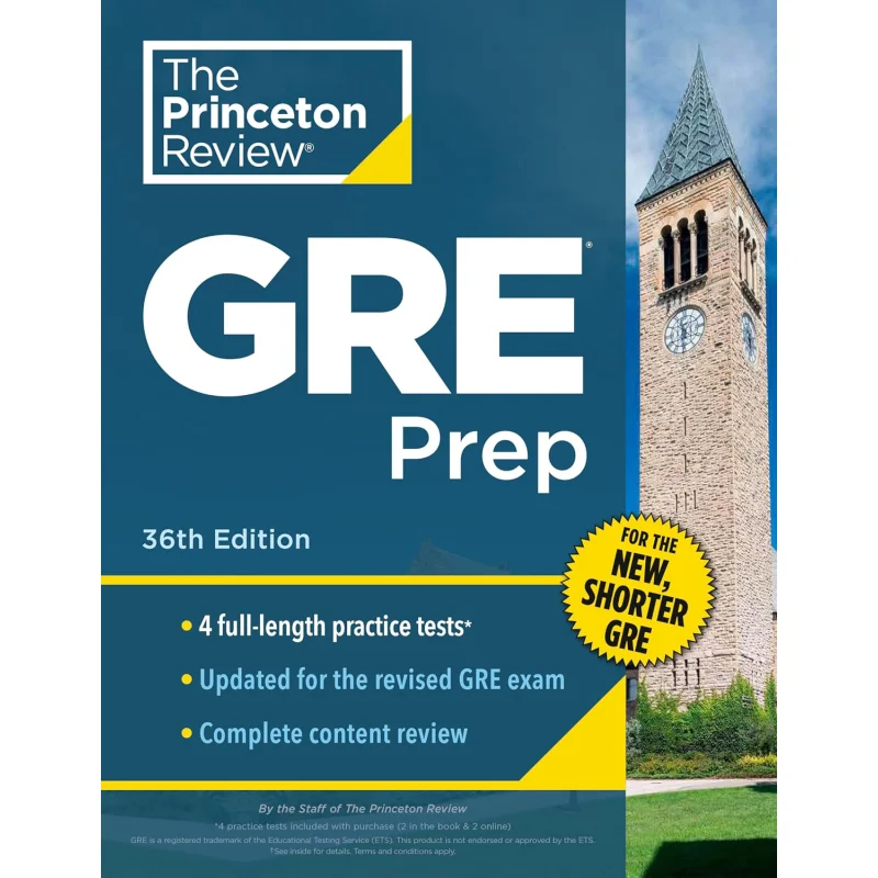 

Princeton Review GRE Prep 36th Edition 4 Practice Tests Review Techniques Online Features Graduate School Test Preparation