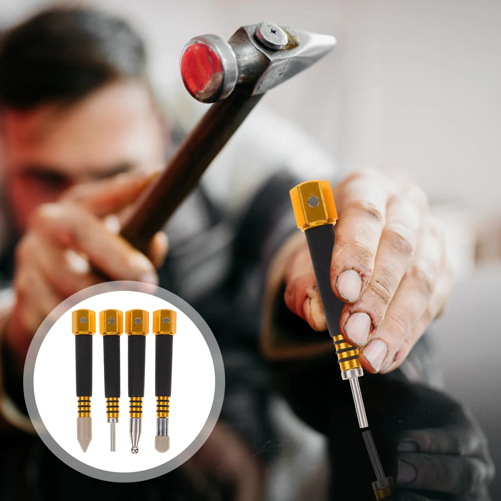 

4Pcs Dent Removal Tools Tap Down Pen Kit Automotive Paintless Dent Repair Tools Fast Easy Fix Tap Down Pen Kit Paintless