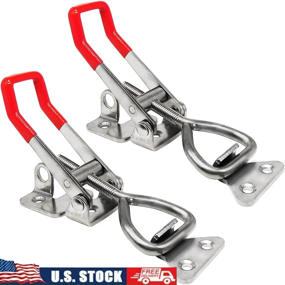 

304 Stainless Steel Toggle Latch Clamp 4003 Adjustable Heavy Duty 1320Lbs Capacity Lock Hole 2 Pcs Set