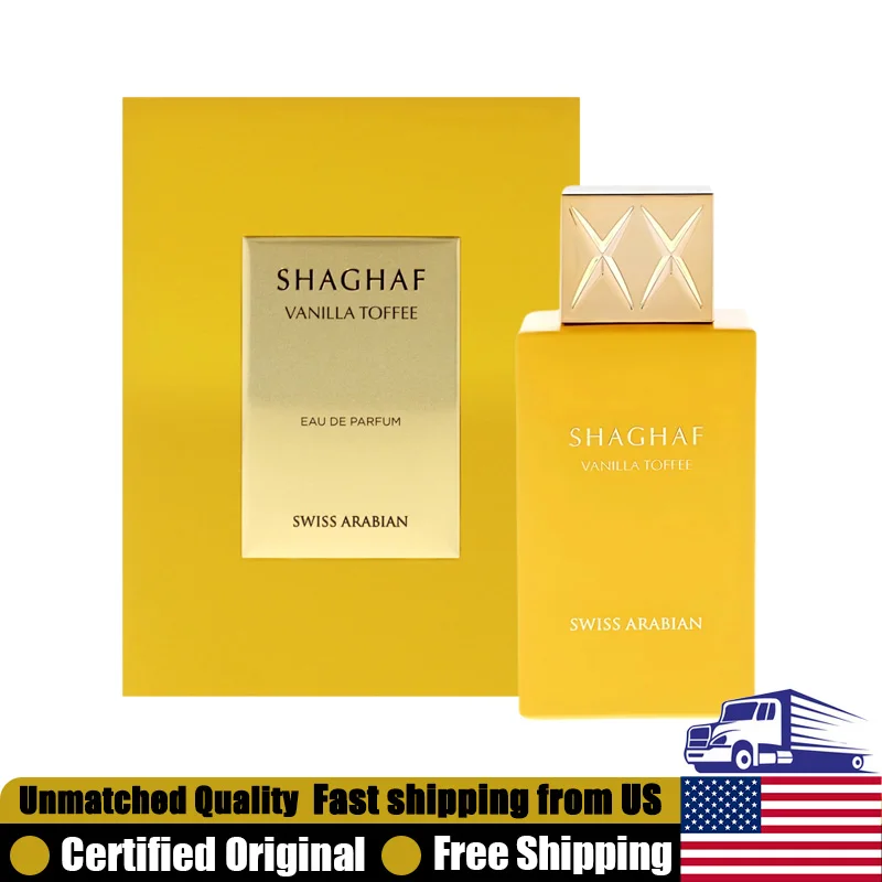 

Swiss Arabian Shaghaf Vanilla Toffee Eau de Parfum 2.5 Oz Premium Arabian Perfumes Lasting Oriental Vanilla Unisex Cologne 75 ML