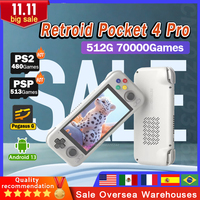 Retroid Pocket 4 Pro Official Portable Handheld Console 4.7 Inch video game console 8G+128G Android 13 WIFI6.0 512G 70000 Games