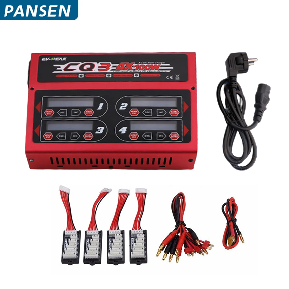 EV Peak CQ3 100W 4-Channel 6s Lithium Battery Balanced Charger With Digital LCD Screen Charger for Agricultural