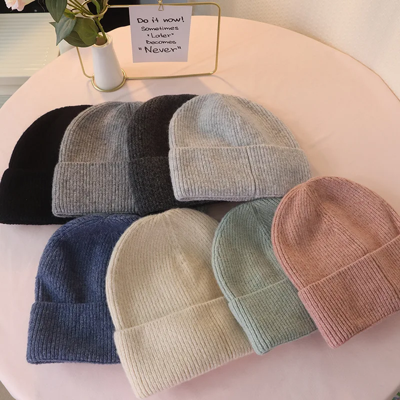 

New Wool men's women's Hats Autumn Winter Warm Wool Brimless Hats Versatile Cold Hats Knit Hats Winter Beanie 4m815