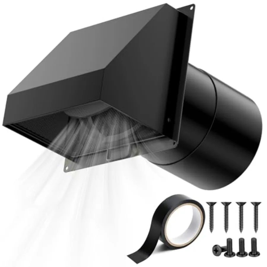 

HG Power Hooded Wall Vent with Magnetic Damper and Removable Mesh Screen Heavy Duty Galvanized Steel Exhaust Vent for Bathroom