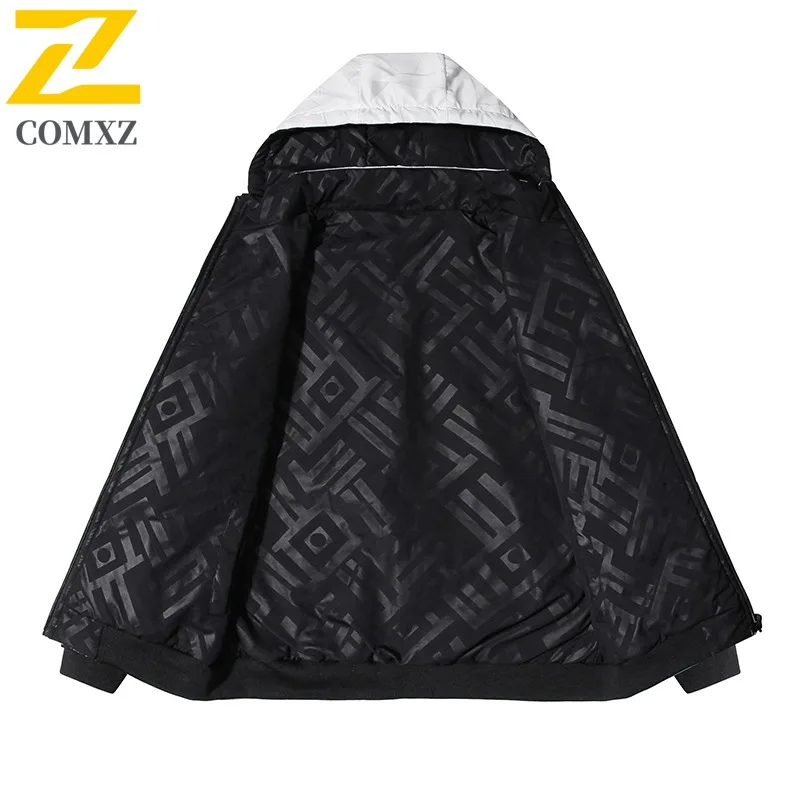 COMXZ 2025 Men Coat Spring Autumn 2023 New Trendy Casual Shirt Knit Cotton Thick Clothes Mens Wear Autumn Two Sides Wear Jacket