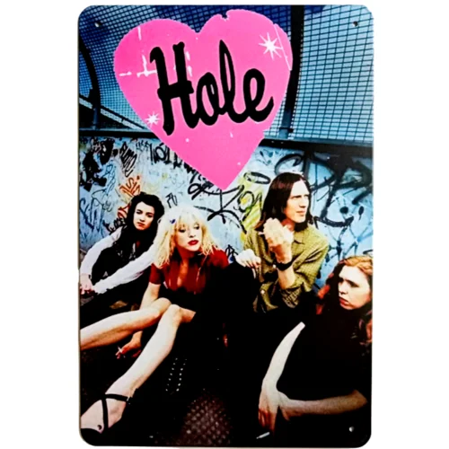 Hole 90s Grunge Rock & Roll Vintage Metal Sign Courtney Love Retro Tin Sign 12x8