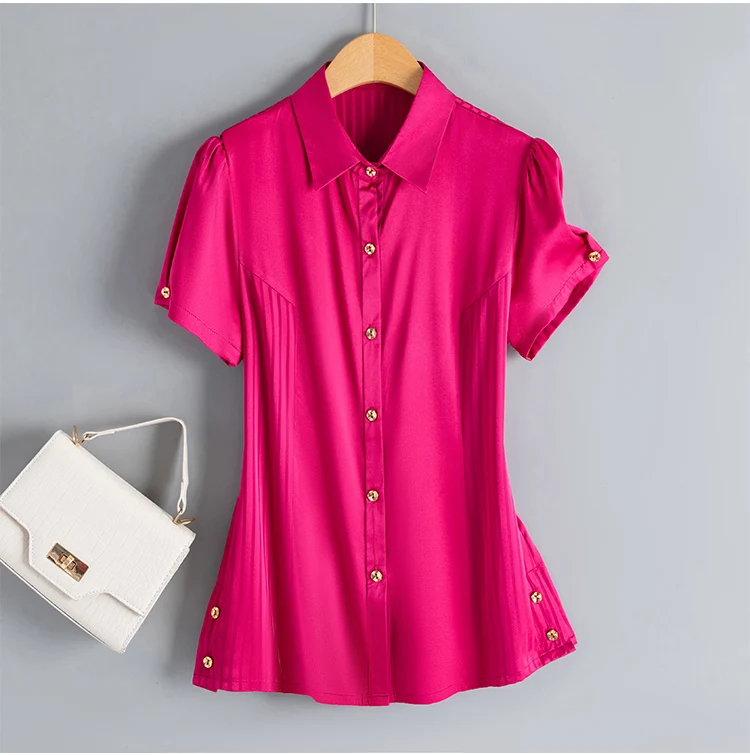 

Новая шелковая рубашка женская со свободным воротником, повседневный топ, темперамент