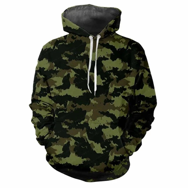 Sudadera con capucha con estampado 3D de jungla para hombre, ropa de calle holgada, de manga larga, informal, con patrón de camuflaje Vintage, para exteriores