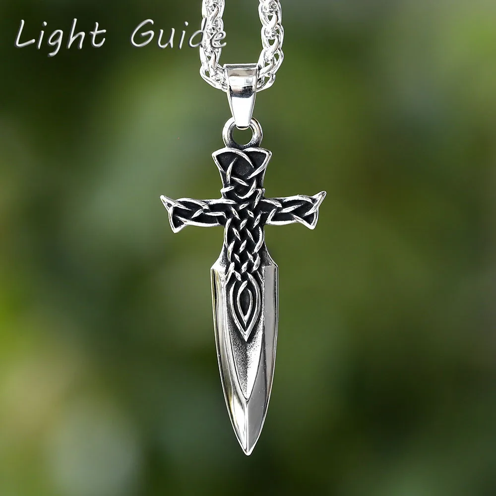 Good Polished Gothic New 316L Stainless Steel Viking Arrow Celtic knot Pendant Necklace For Man Women Jewelry Boyfriend Gift