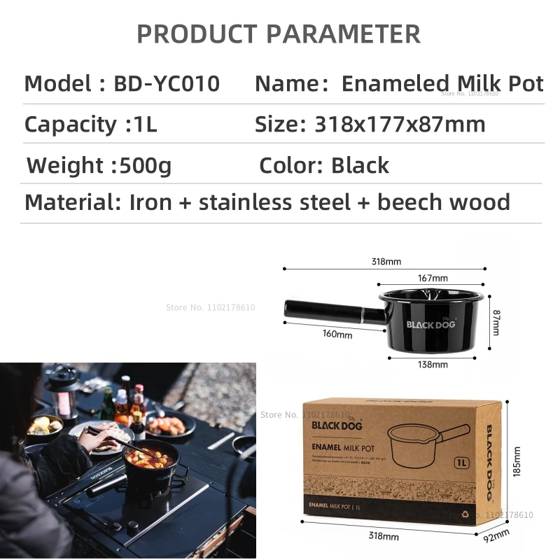 Imagem -06 - Naturehike-blackdog 1l Pote de Esmalte de Grande Capacidade Pote Antiaderente Exterior Resistente a Alta Temperatura Campismo Piquenique Equipamento de Cozedura