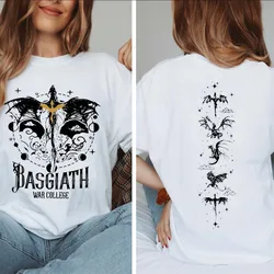 shion Style Short Sleeve Print Fourth Wing Dragon Rider Basgiath War College T-Shirt Fashion Women's Casual T-Shirt.