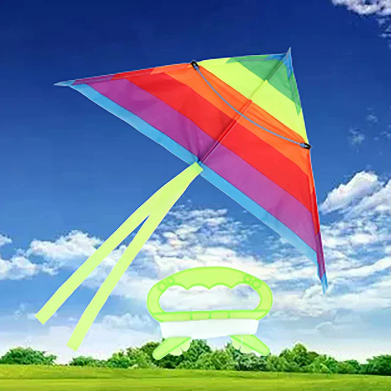 /GJ/New Colorful Triangle Rainbow Kite Flying Toys Kite For Children Kids With 30M Kite String Outdoor Fun Sports Kites Toys