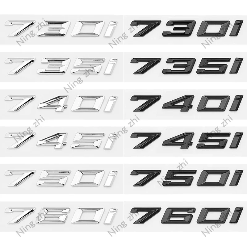

New Font Numbers Letters 730i 735i 740i 745i 750i 760i Top ABS Emblem for 7 Series Car Trunk Nameplate Logo Sticker