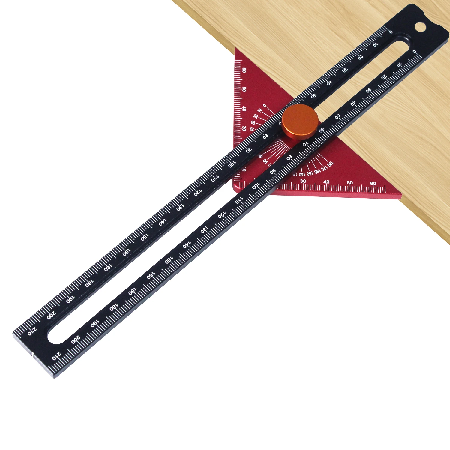 עץ מנוי סרגל עץ עץ קצה שליטה מתכווננת protractor זווית, 0-180 מעלות זווית מדידת כלי